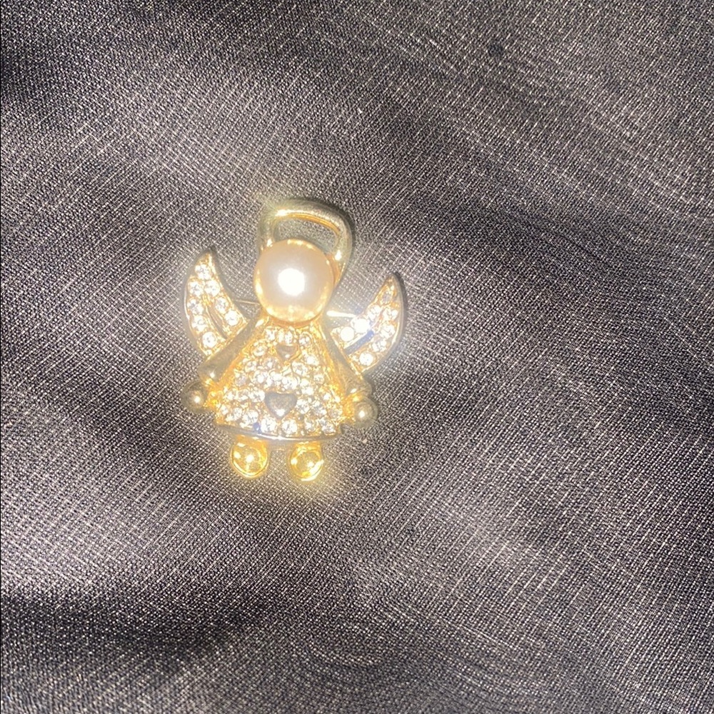 Gold Angel Pendant with Crystals